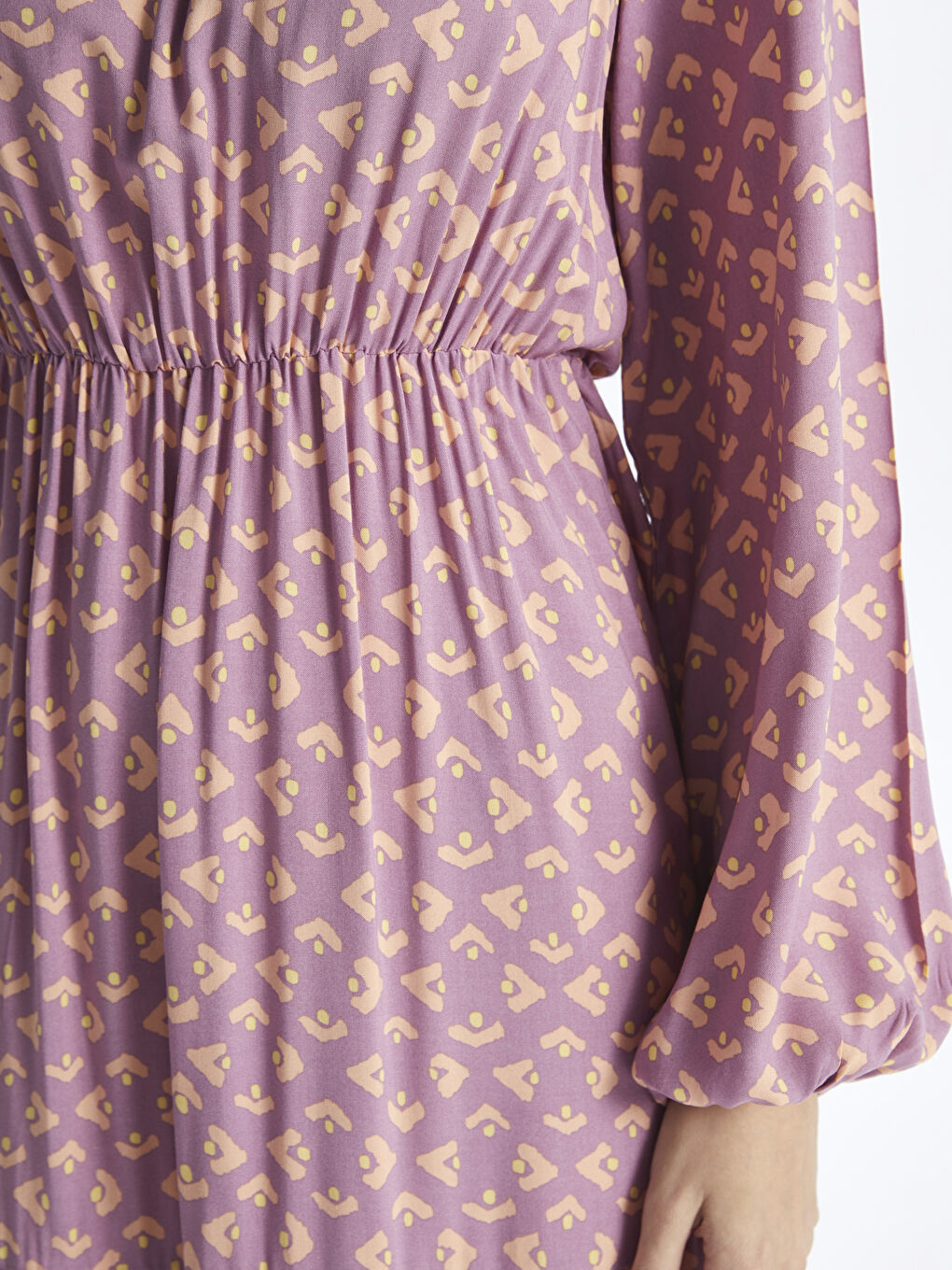 Crew Neck Patterned Long Sleeve Women's Dress-2