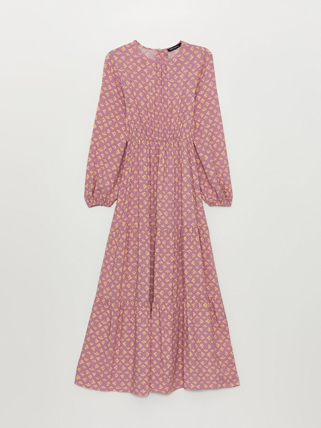 Crew Neck Patterned Long Sleeve Women's Dress-5