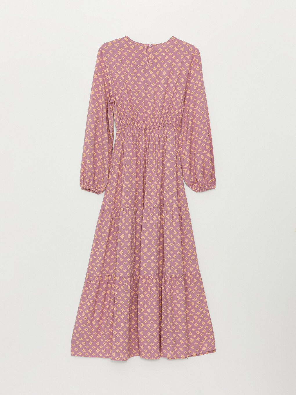 Crew Neck Patterned Long Sleeve Women's Dress-6