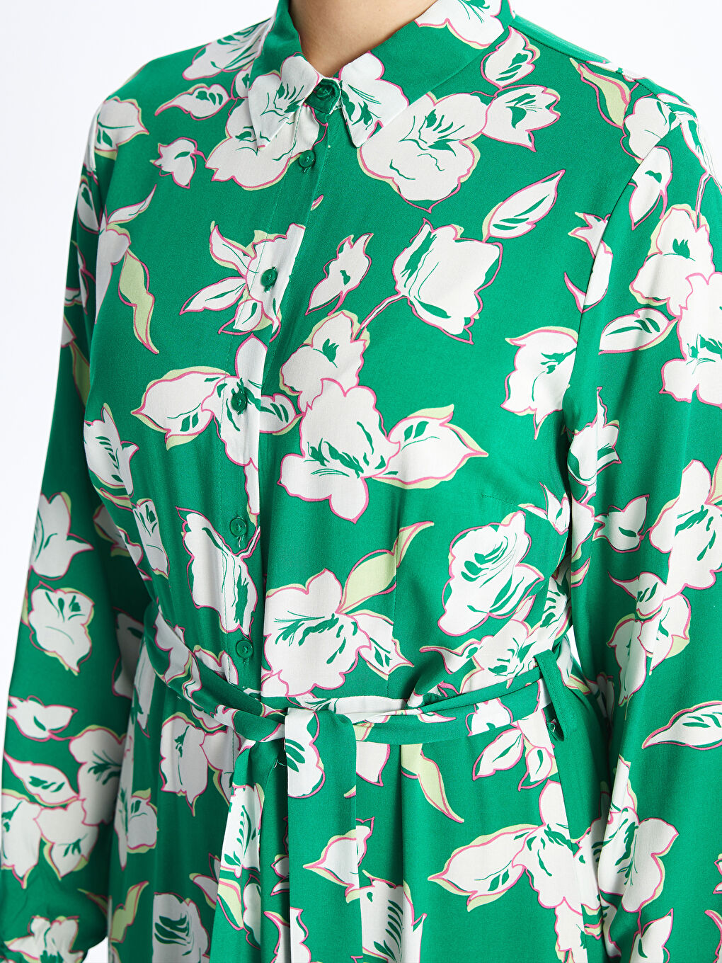 Patterned Long Sleeve Women's Shirt Dress -S41122Z8-LRR