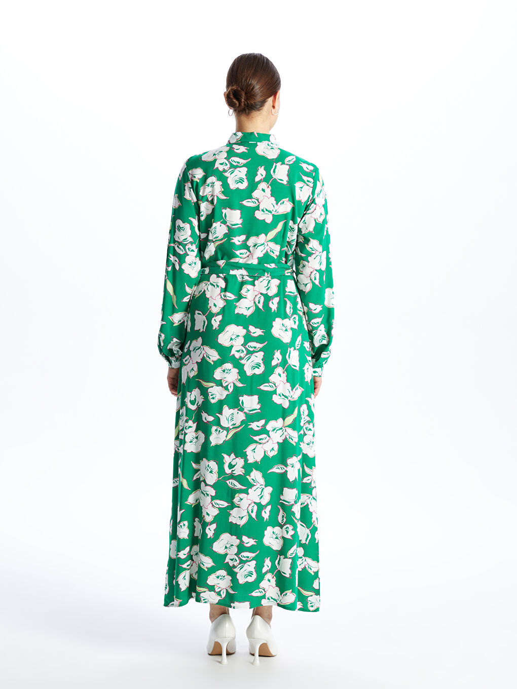 Patterned Long Sleeve Women's Shirt Dress -S41122Z8-LRR