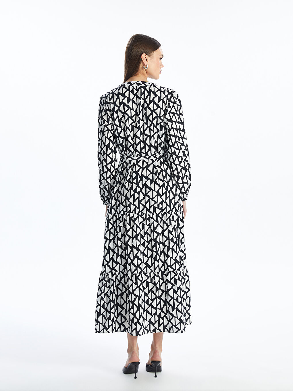 Crew Neck Patterned Long Sleeve Women's Dress -S41123Z8-LQJ