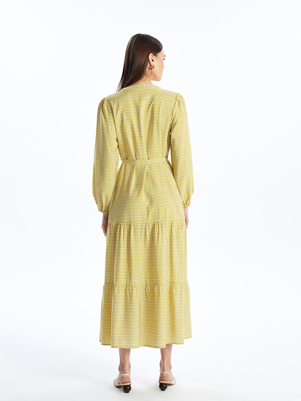 Crew Neck Patterned Long Sleeve Women's Dress -S41123Z8-LRT