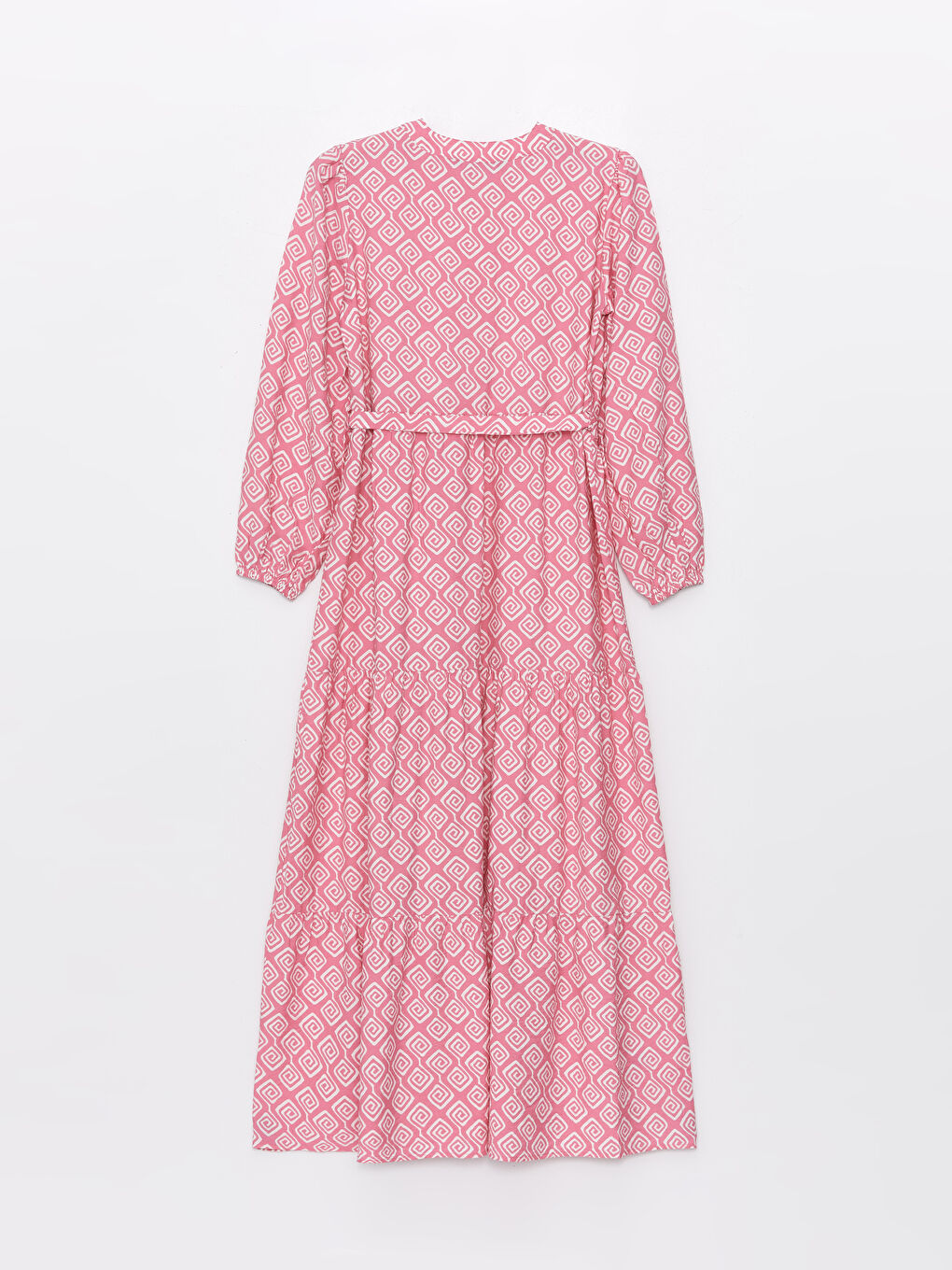 Crew Neck Patterned Long Sleeve Women's Dress-6