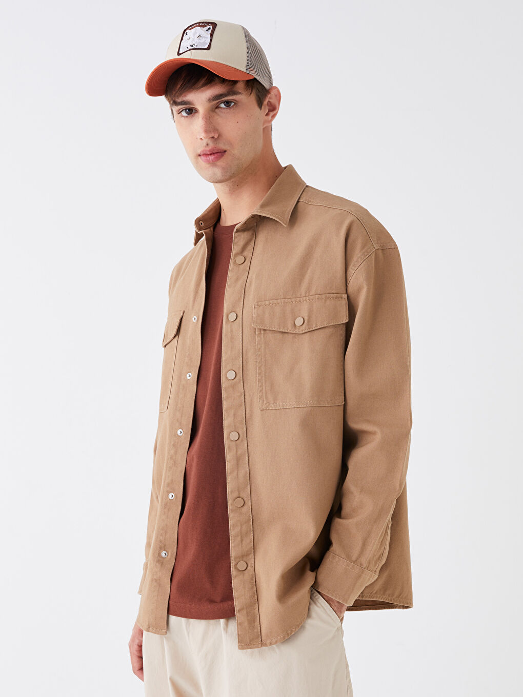 Comfortable Fit Long Sleeved Gabardine Men's Shirt -S41124Z8-MX4