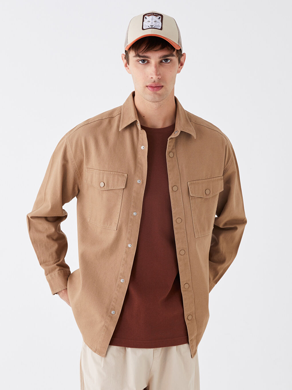 Comfortable Fit Long Sleeved Gabardine Men's Shirt -S41124Z8-MX4