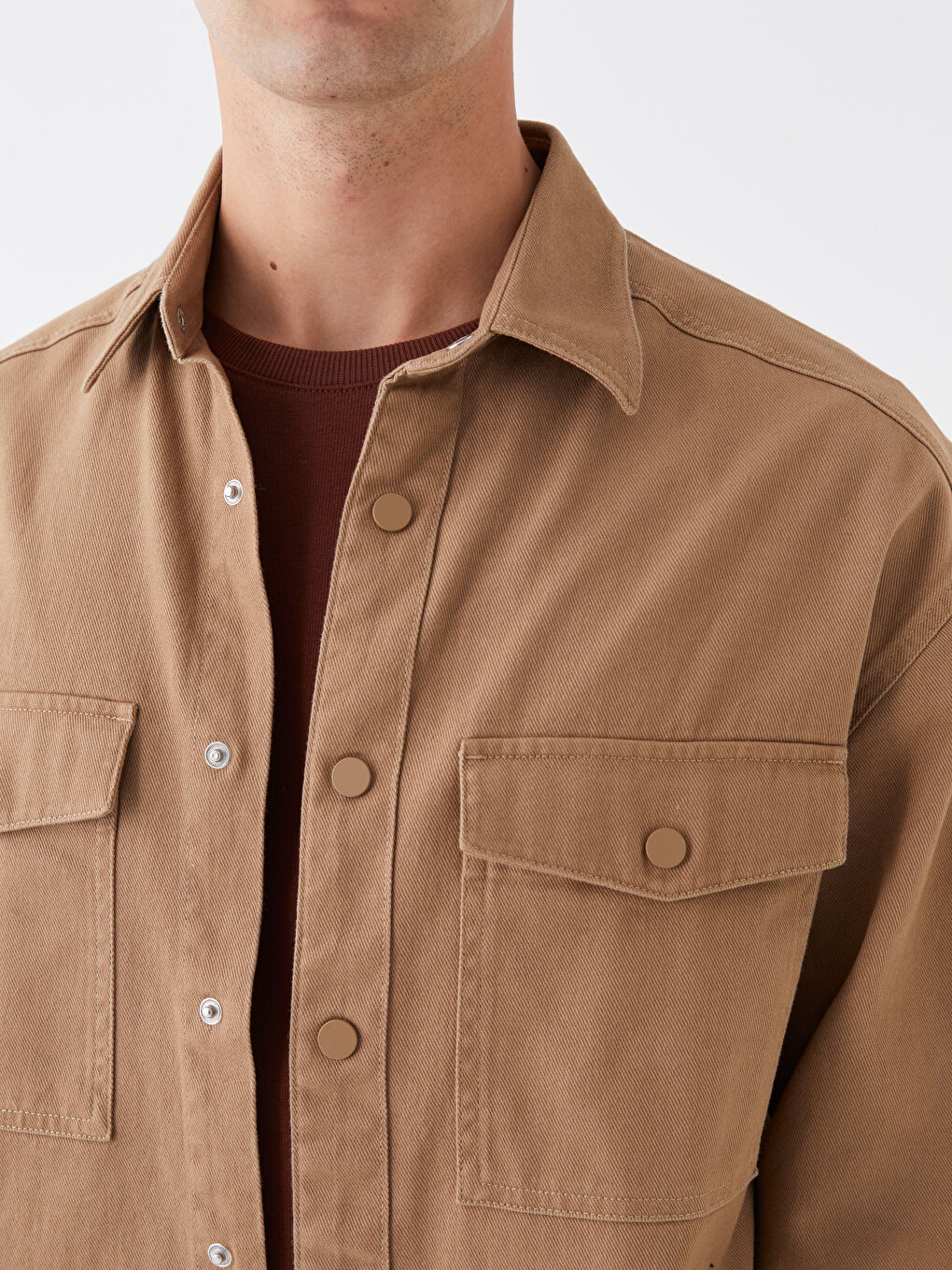Comfortable Fit Long Sleeved Gabardine Men's Shirt -S41124Z8-MX4