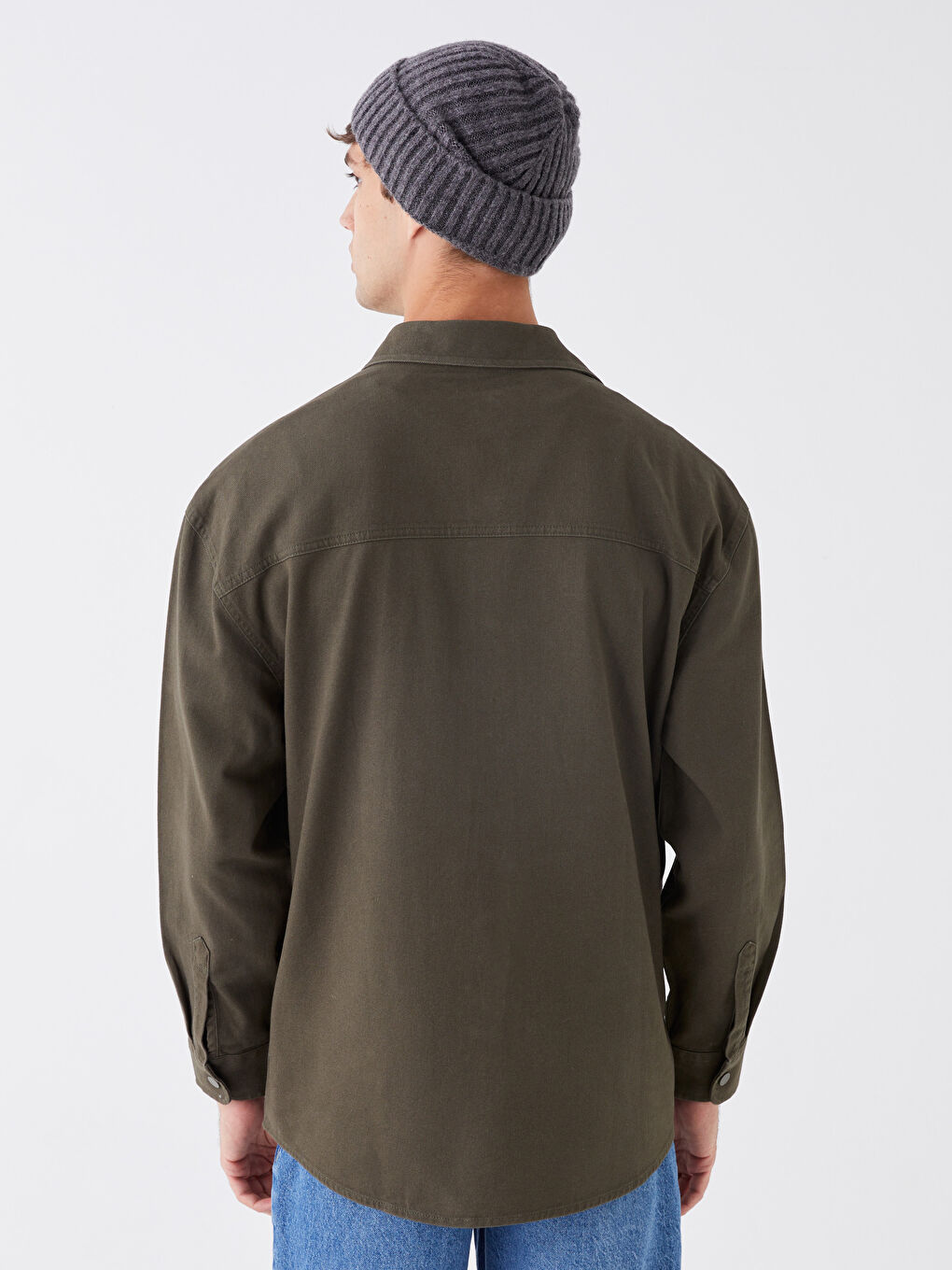 Comfortable Fit Long Sleeved Gabardine Men's Shirt -S41124Z8-SEM