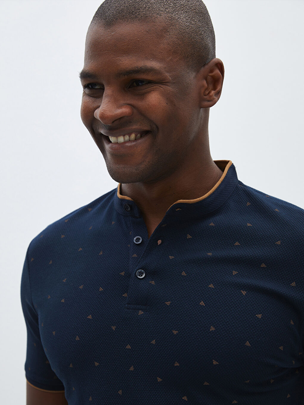 Grandad Collar Short Sleeve Patterned Men's T-Shirt -S41129Z8-RFH