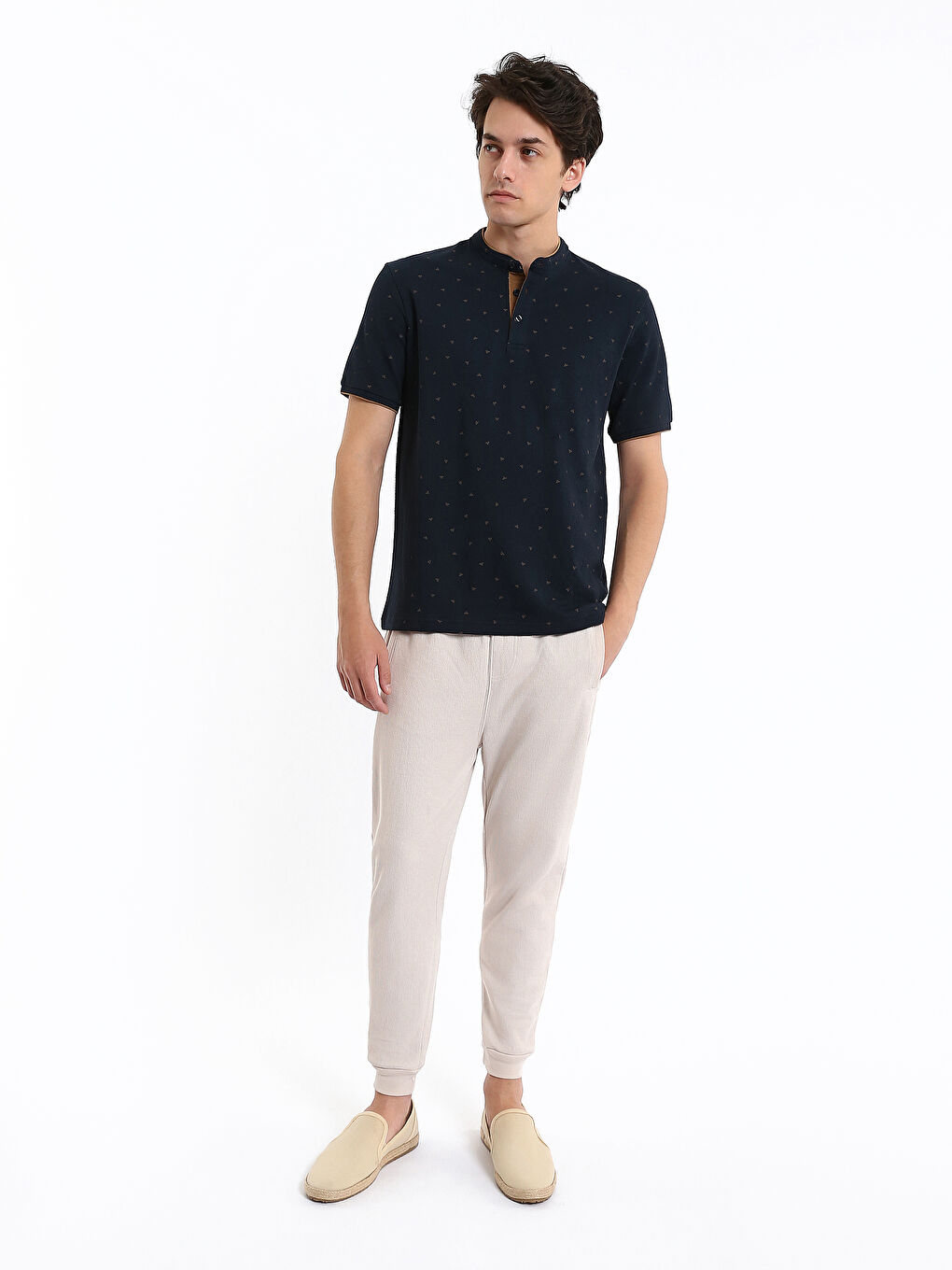 Tricou cu Guler de Judecător, Mânecă Scurtă, Cu Model, pentru Bărbați-2