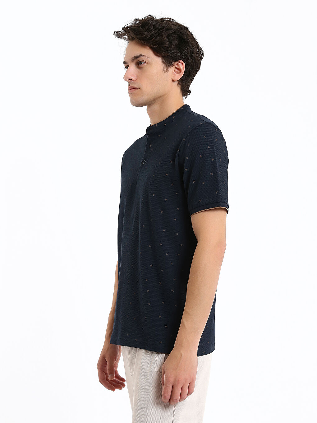 Tricou cu Guler de Judecător, Mânecă Scurtă, Cu Model, pentru Bărbați-6