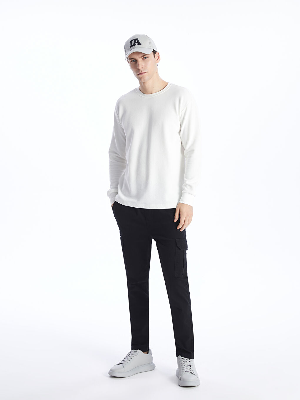 Muške pantalone od gabardina slim fit -S41131Z8-RQL
