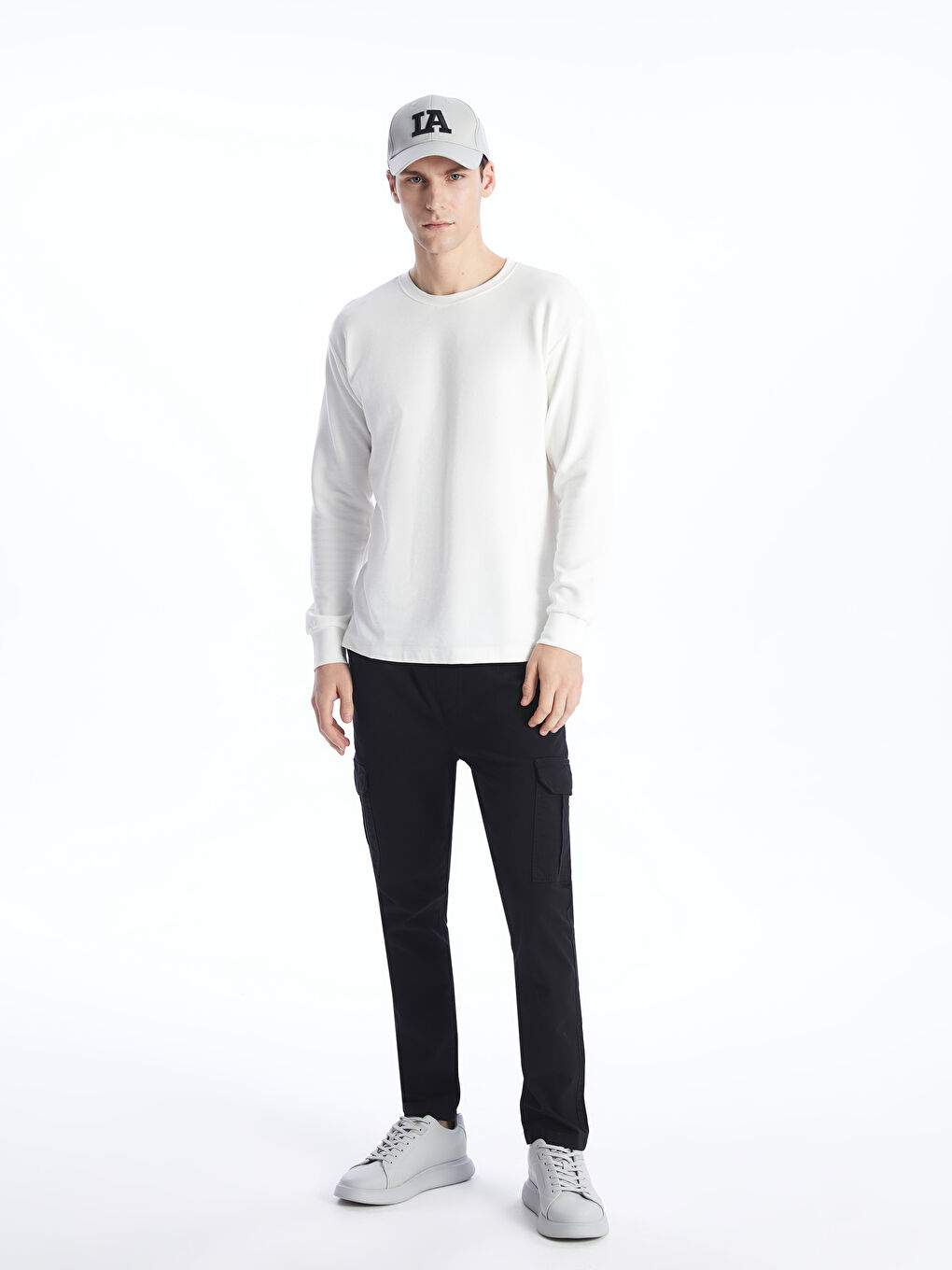 Muške pantalone od gabardina slim fit -S41131Z8-RQL