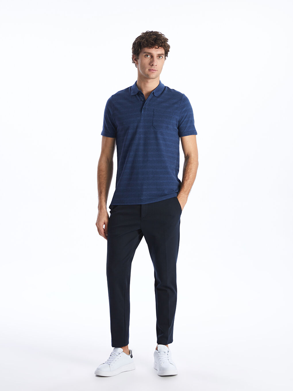 Tricou cu Guler Polo, Mânecă Scurtă, Vărgat, pentru Bărbați-2