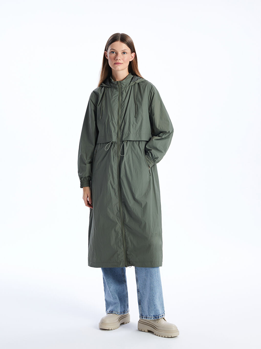 Hooded Regular Long Sleeve Women's Raincoat -S41147Z8-H4A