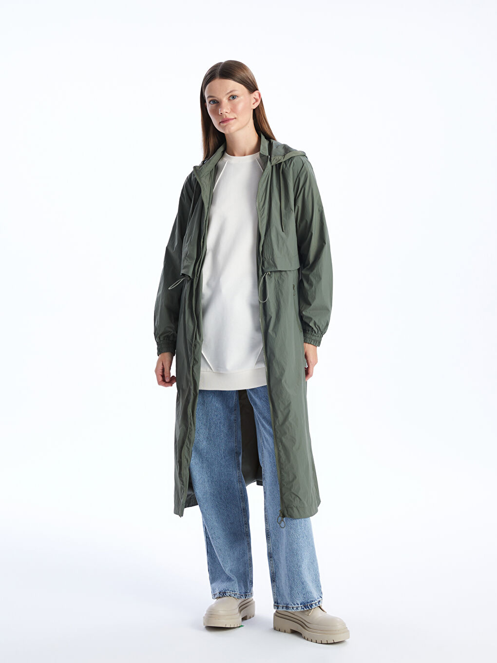 Hooded Regular Long Sleeve Women's Raincoat -S41147Z8-H4A