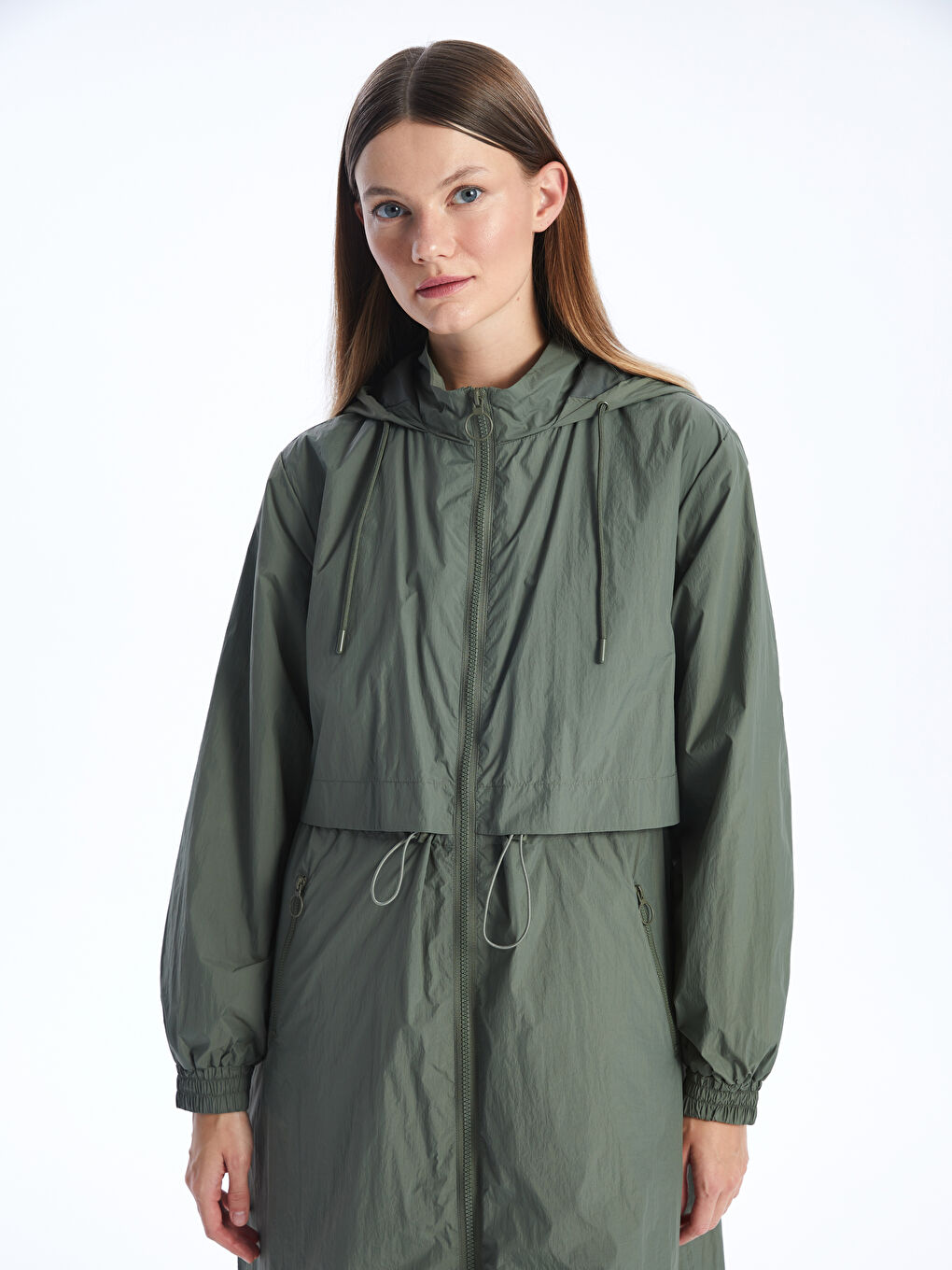 Hooded Regular Long Sleeve Women's Raincoat -S41147Z8-H4A