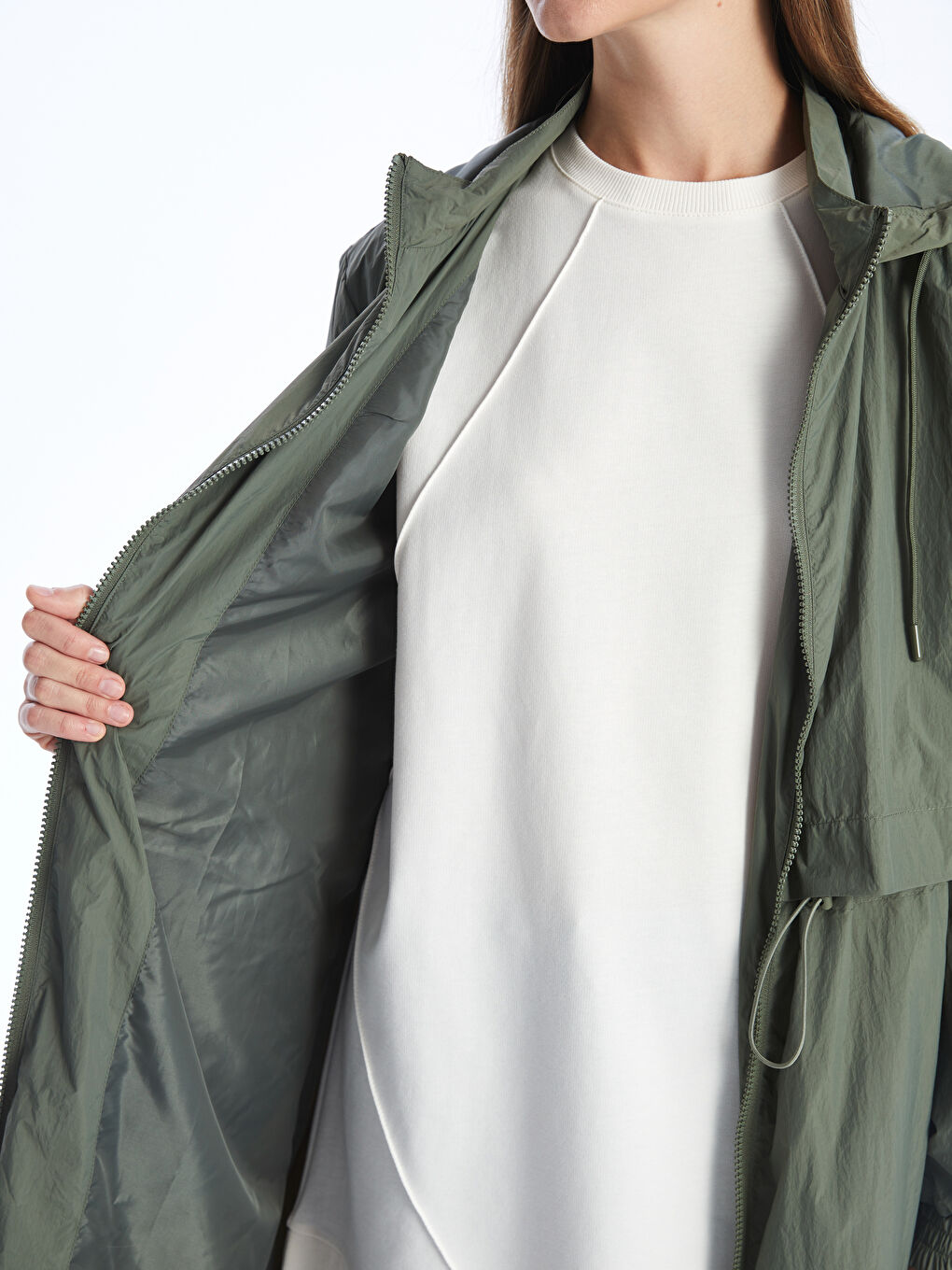 Hooded Regular Long Sleeve Women's Raincoat -S41147Z8-H4A
