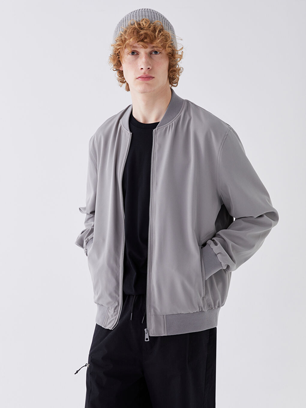 Standard Fit College Neck Men's Bomber Coat -S41165Z8-SZ8