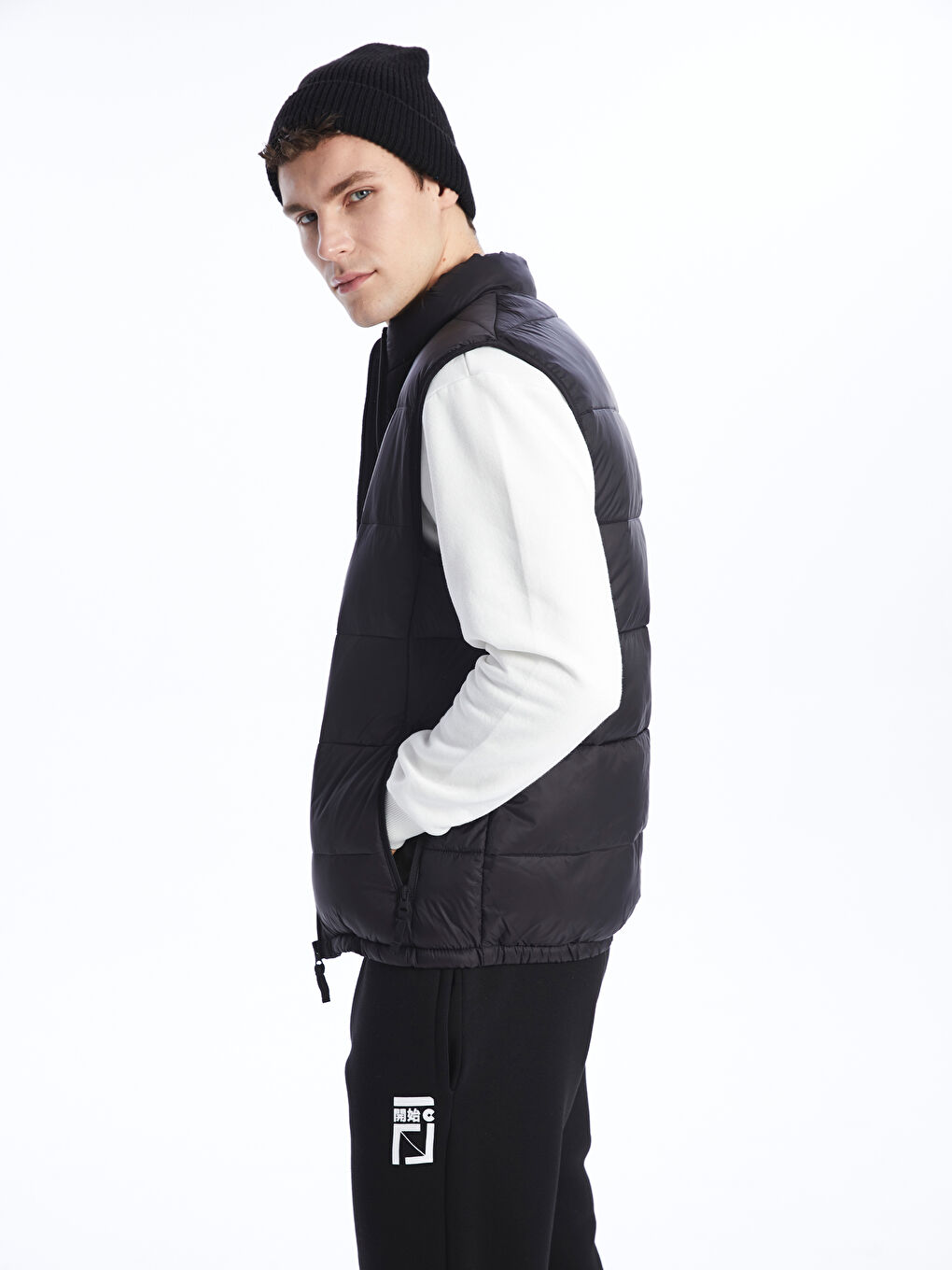 Slim Fit Funnel Neck Men's Puffer Gilet -S41177Z8-CVL