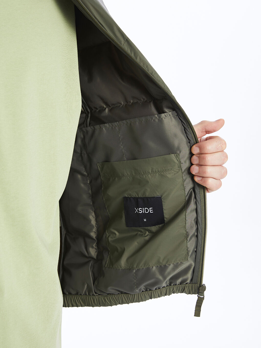 ерлерге арналған тар пішім биік жағалы пуховик жилет-3