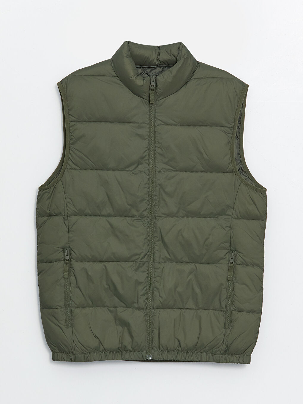 ерлерге арналған тар пішім биік жағалы пуховик жилет-6