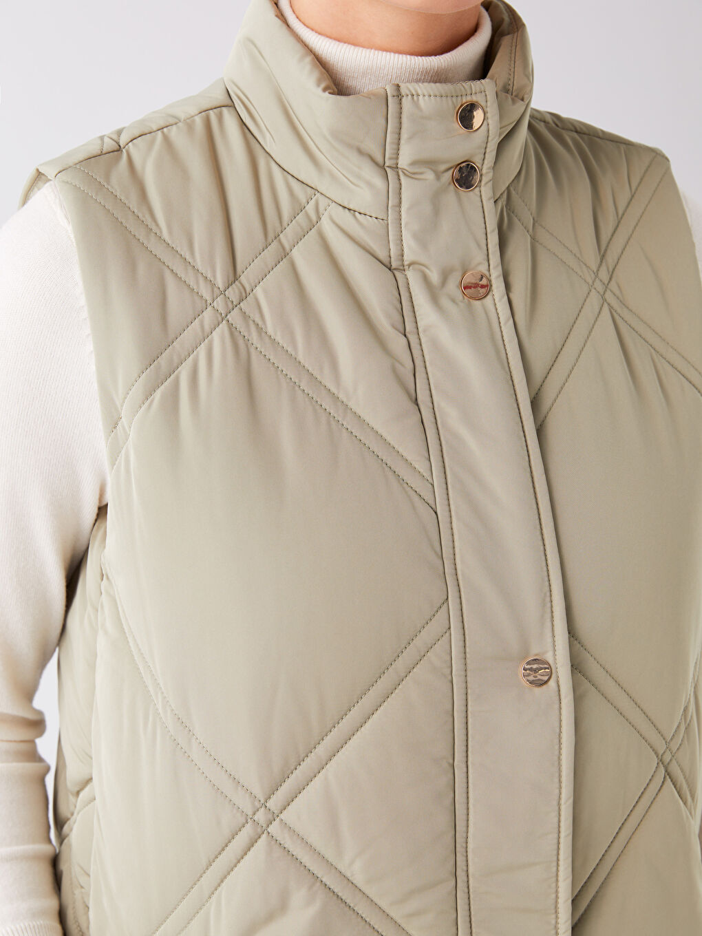 Doudoune sans manches matelassée à col cheminée pour Femmes-3