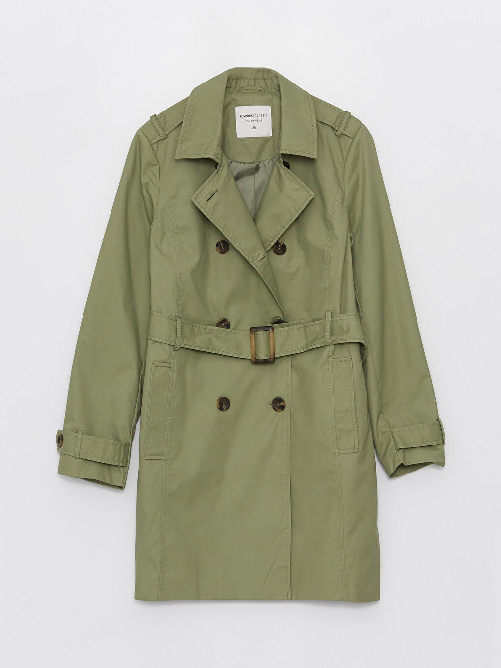 Women's Jacket Collar Plain Trench Coat -S41184Z8-GUY