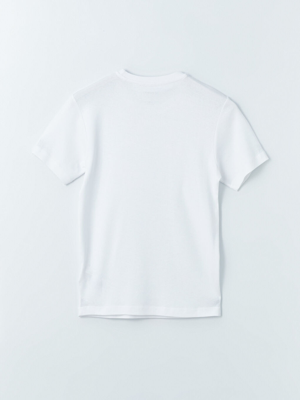 Beyaz Bisiklet Yaka Penye Erkek Tişört-5