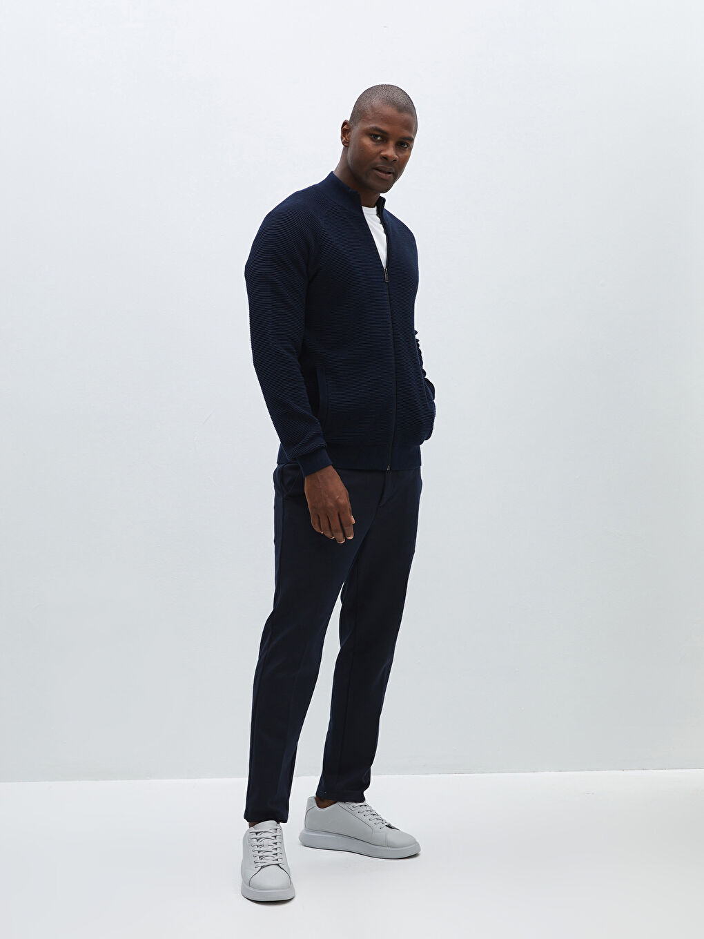 Standard Fit Turtle Neck Men's Tricot Cardigan -S41264Z8-RFH