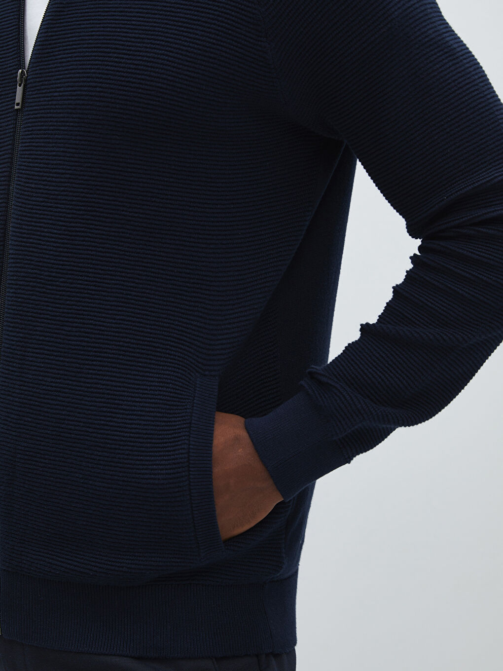 Standard Fit Turtle Neck Men's Tricot Cardigan -S41264Z8-RFH