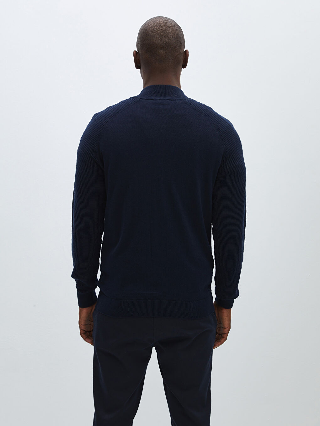 Standard Fit Turtle Neck Men's Tricot Cardigan -S41264Z8-RFH
