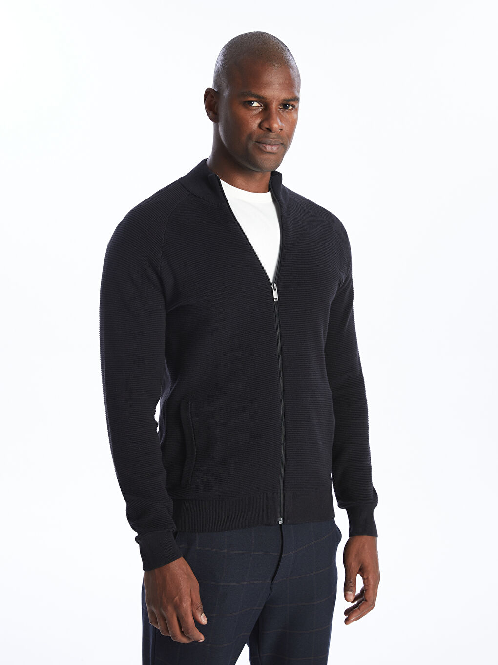 Standard Fit Turtle Neck Men's Tricot Cardigan -S41264Z8-CVL