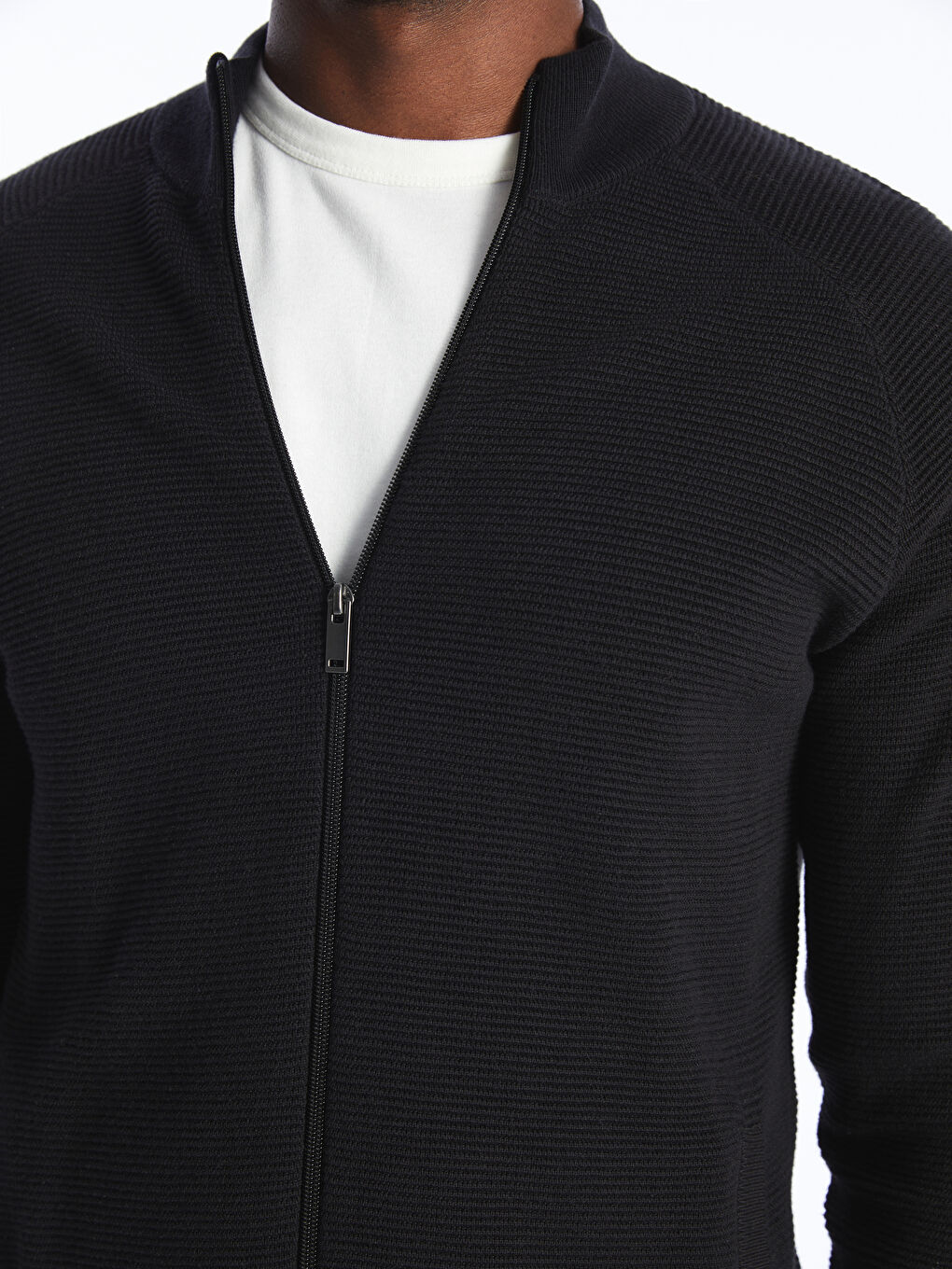 Standard Fit Turtle Neck Men's Tricot Cardigan -S41264Z8-CVL