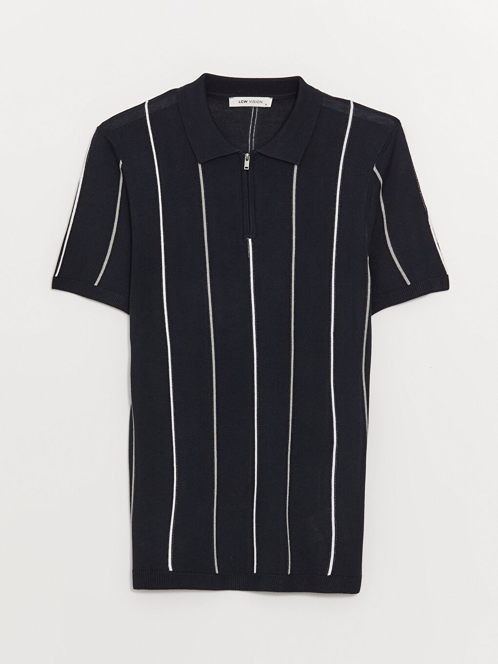Polo Neck Short Sleeve Striped Men's Knitwear Sweater -S41265Z8-RFH