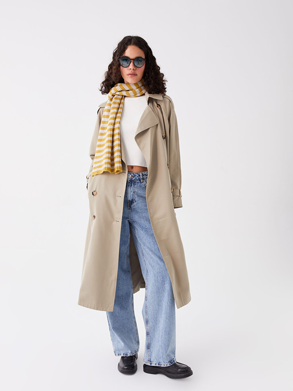 Jacket Collar Straight Long Sleeve Oversize Women's Trench Coat -S41272Z8-KEL
