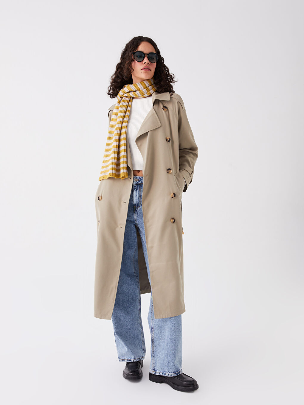 Jacket Collar Straight Long Sleeve Oversize Women's Trench Coat -S41272Z8-KEL