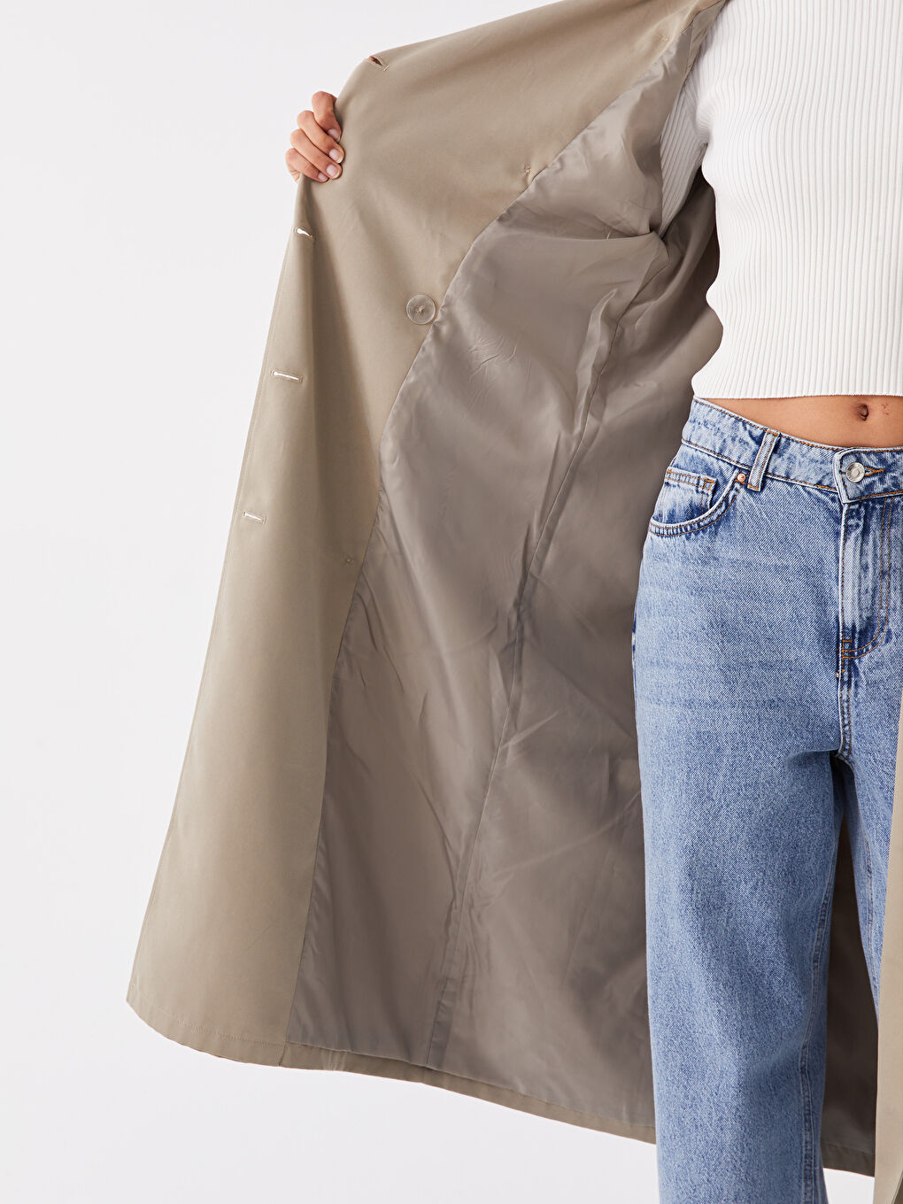 Jacket Collar Straight Long Sleeve Oversize Women's Trench Coat -S41272Z8-KEL