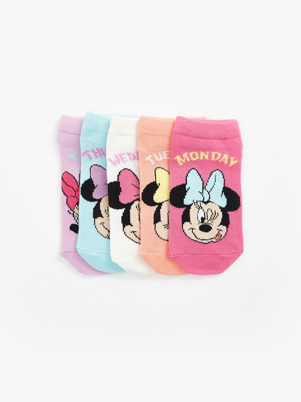 Pembe Minnie Mouse Desenli Kız Çocuk Patik Çorap 5'li-1