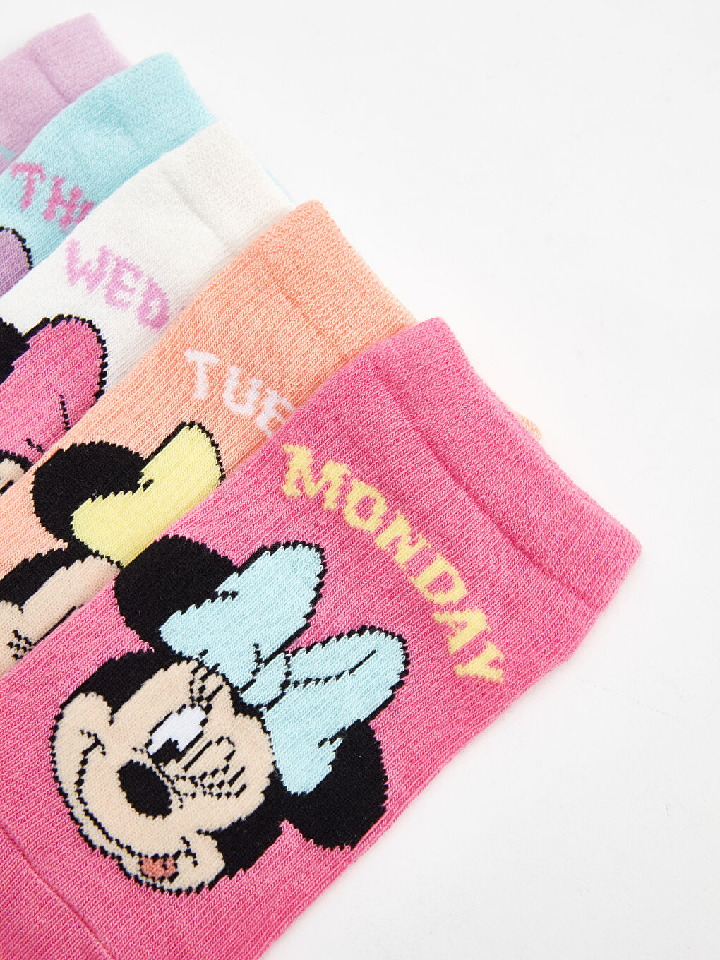 Pembe Minnie Mouse Desenli Kız Çocuk Patik Çorap 5'li-3