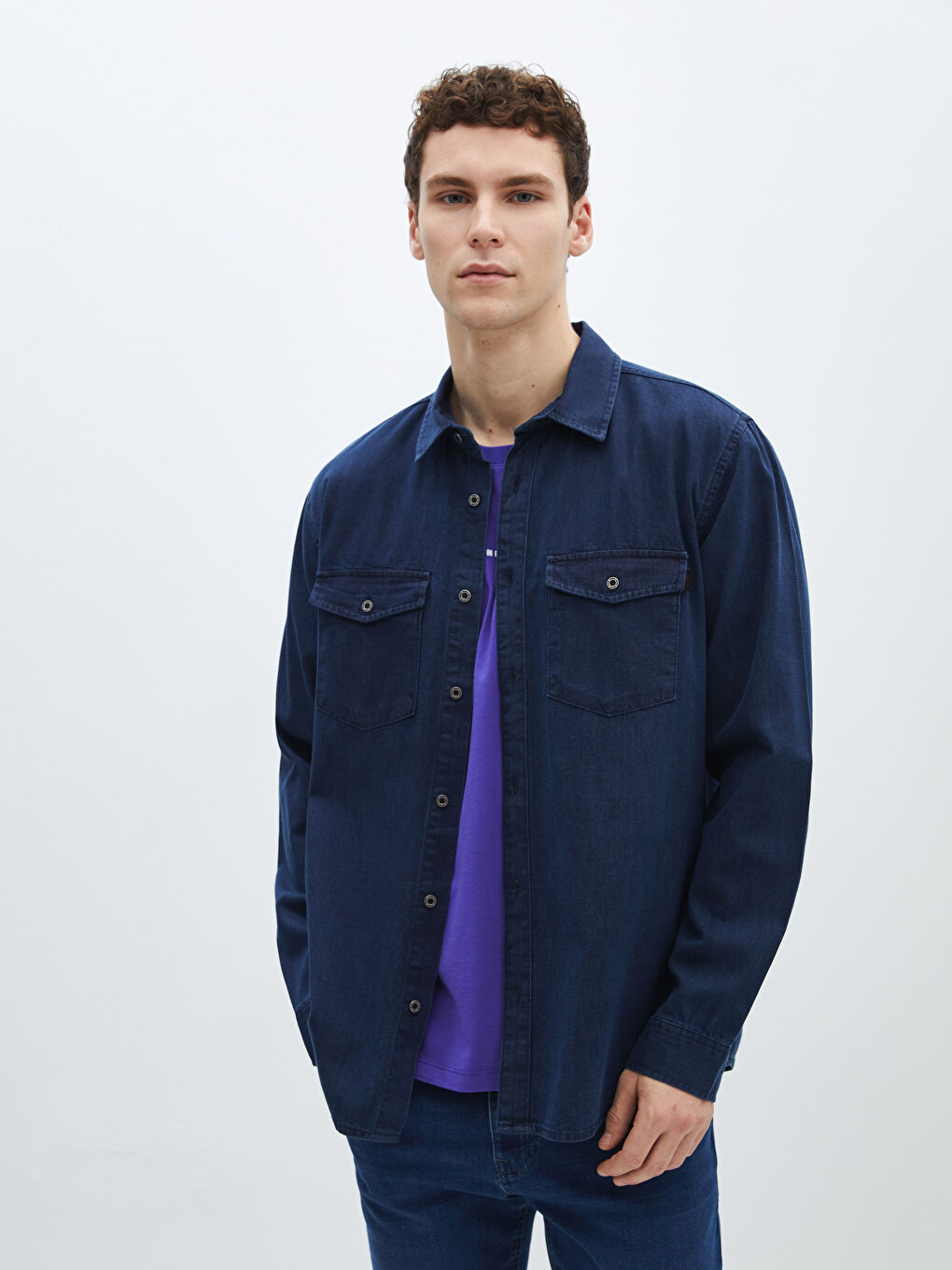 LCW Jeans Regular Fit Long Sleeve Men's Denim Shirt -S41306Z8-309