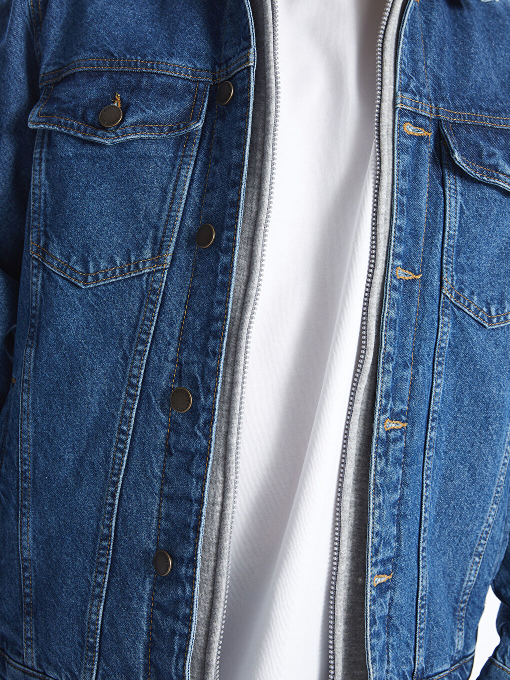 Regular Fit Hooded Men's Denim Jacket -S41314Z8-H45