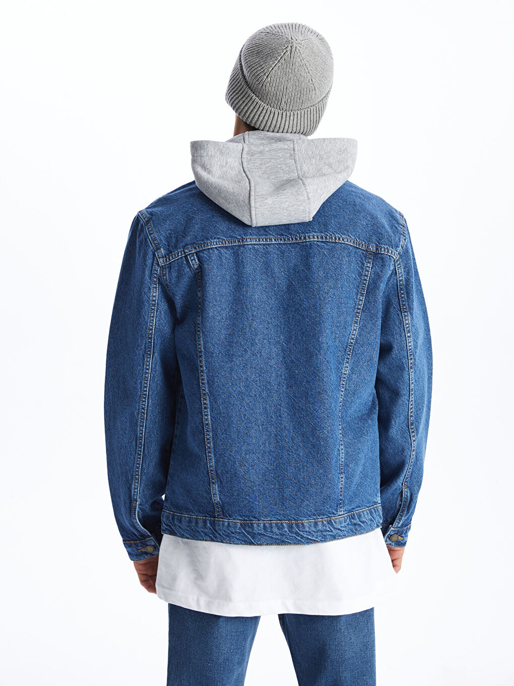 Regular Fit Hooded Men's Denim Jacket -S41314Z8-H45