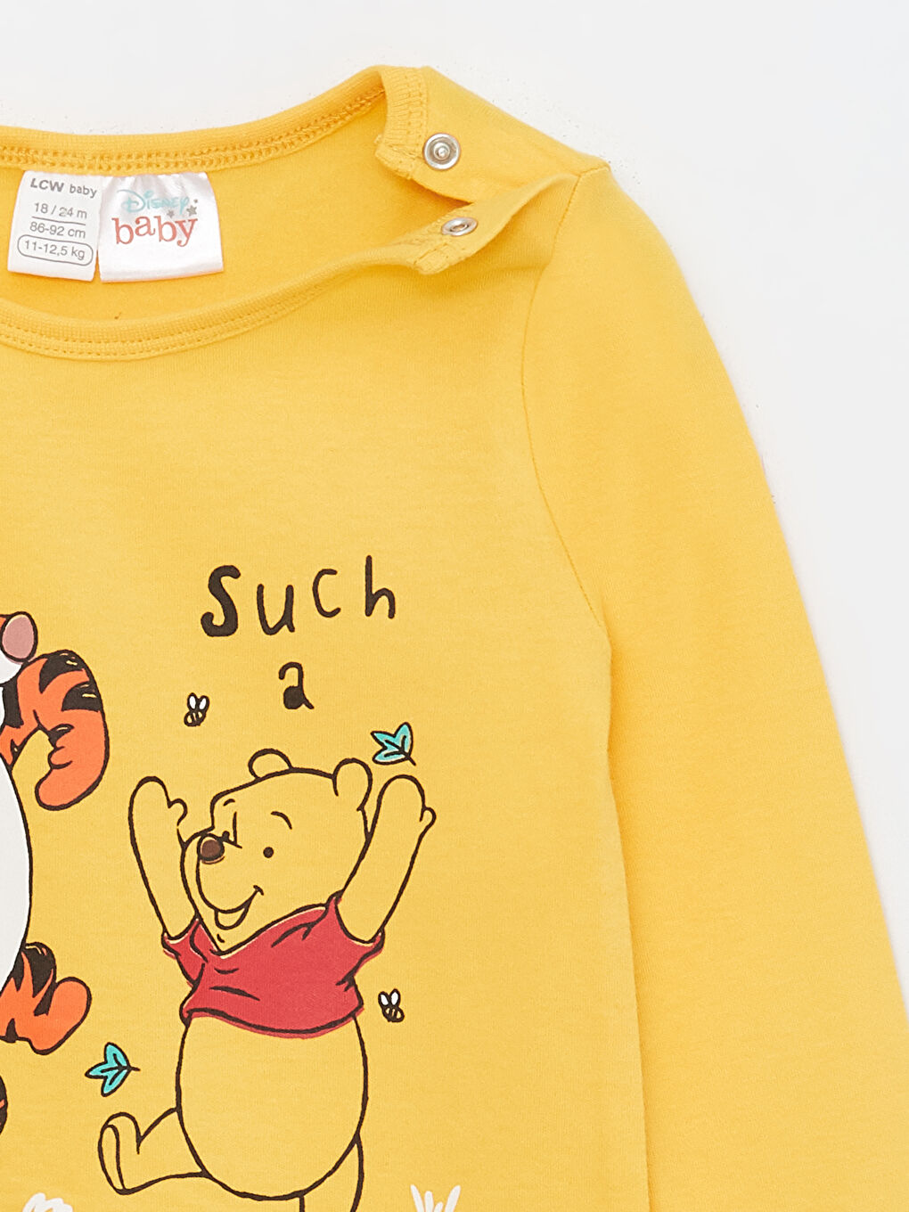 Turuncu Bisiklet Yaka Winnie the Pooh Baskılı Erkek Bebek Tulum-2