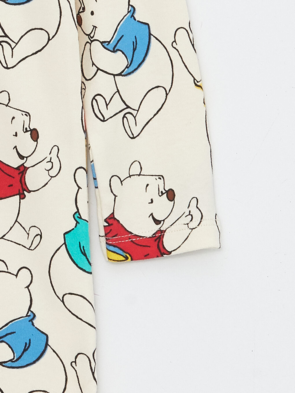 Ekru Bisiklet Yaka Winnie the Pooh Baskılı Erkek Bebek Tulum-2