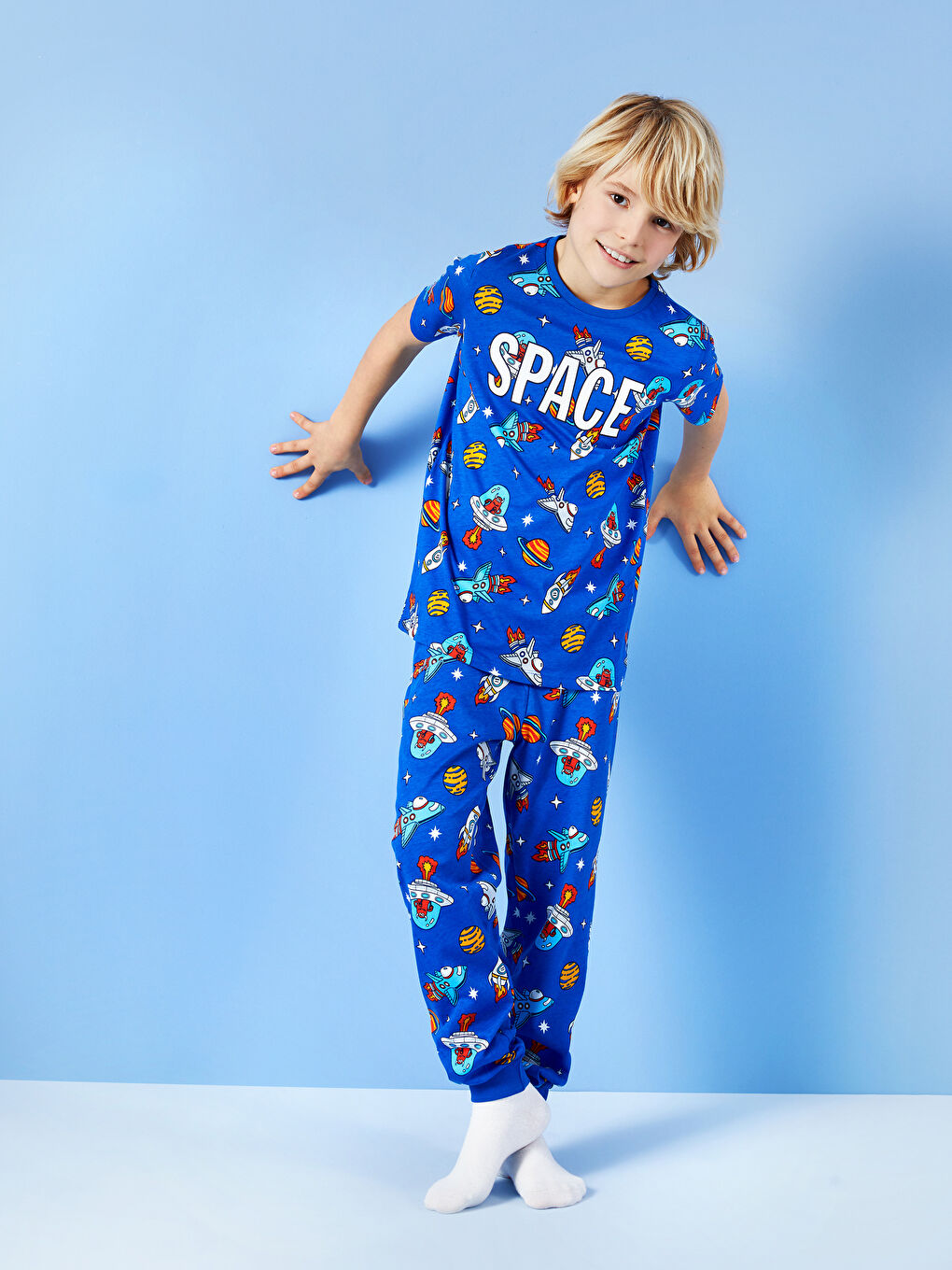 Ensemble Pyjama pour Garçons à Col Rond Imprimé à Manches Courtes-1