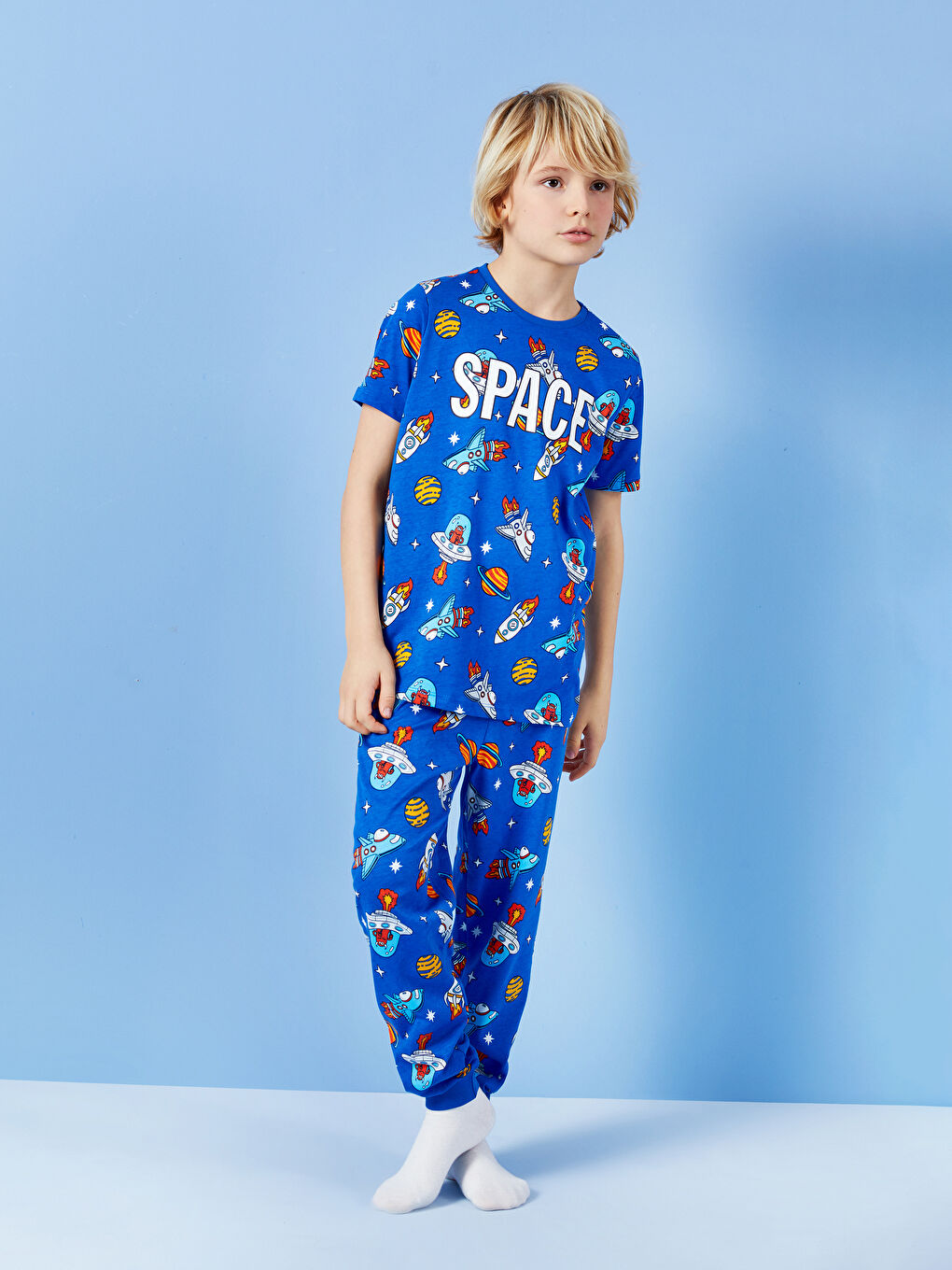 Ensemble Pyjama pour Garçons à Col Rond Imprimé à Manches Courtes-2