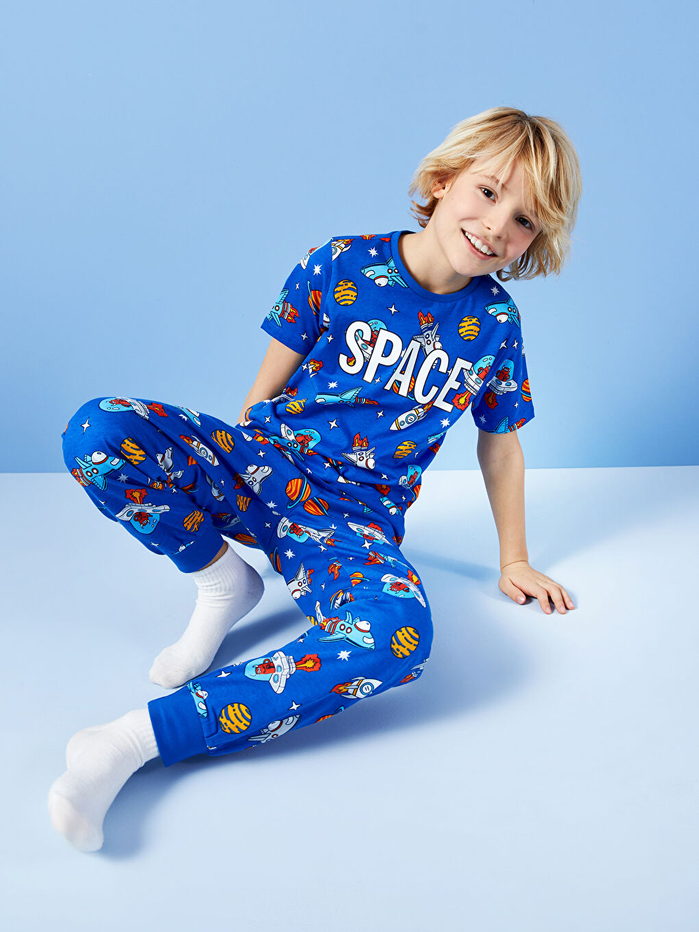 Ensemble Pyjama pour Garçons à Col Rond Imprimé à Manches Courtes-3