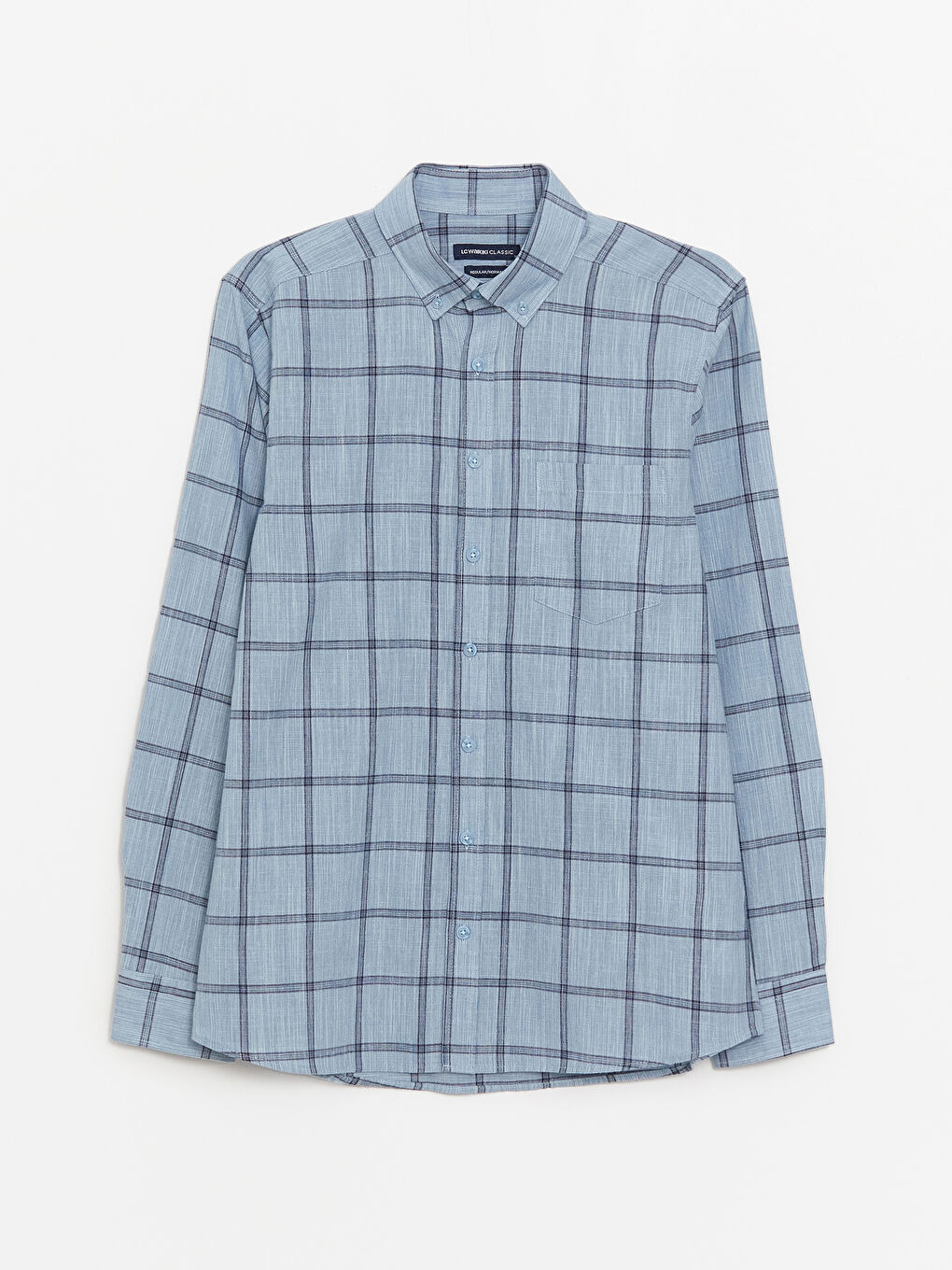Regular Fit Long Sleeve Plaid Poplin Men's Shirt -S41362Z8-LLC