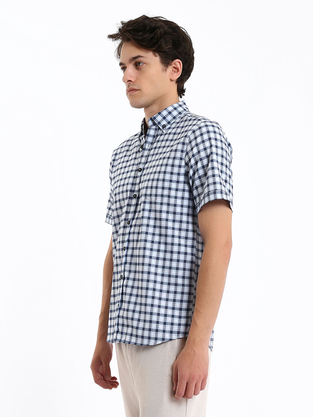Regular Fit Kurzarm Kariertes Hemd Für Herren-6